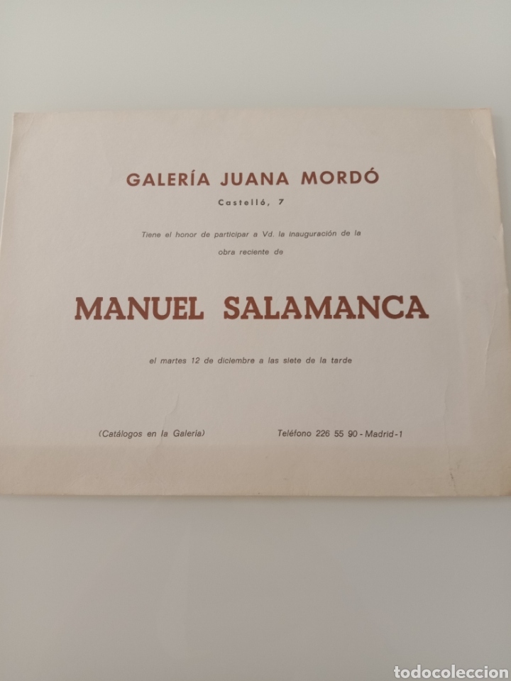 Otros objetos de arte: Invitaci&oacute;n Manuel Salamanca - Foto 1