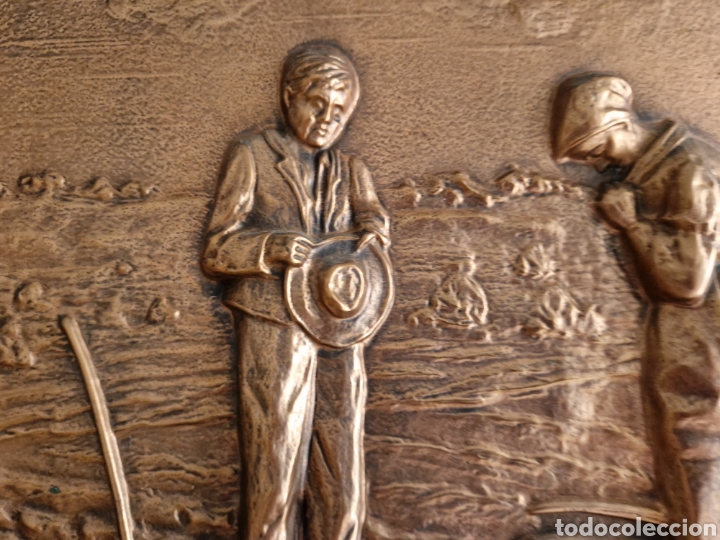Otros objetos de arte: CUADRO FRANC&Eacute;S ANTIGUA EN COBRE REPUJADO - Foto 2