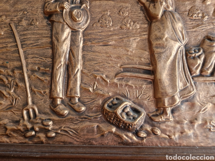 Otros objetos de arte: CUADRO FRANC&Eacute;S ANTIGUA EN COBRE REPUJADO - Foto 4