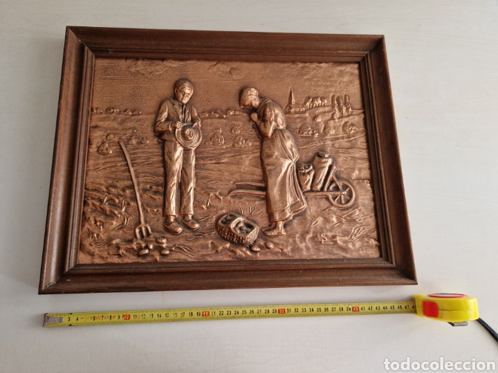 Otros objetos de arte: CUADRO FRANC&Eacute;S ANTIGUA EN COBRE REPUJADO - Foto 5