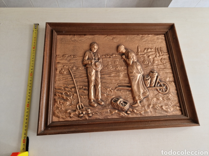 Otros objetos de arte: CUADRO FRANC&Eacute;S ANTIGUA EN COBRE REPUJADO - Foto 6