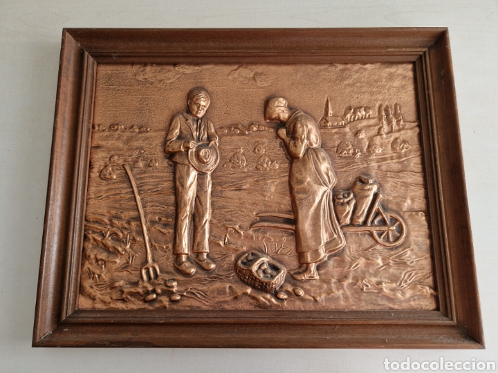 Otros objetos de arte: CUADRO FRANC&Eacute;S ANTIGUA EN COBRE REPUJADO - Foto 9