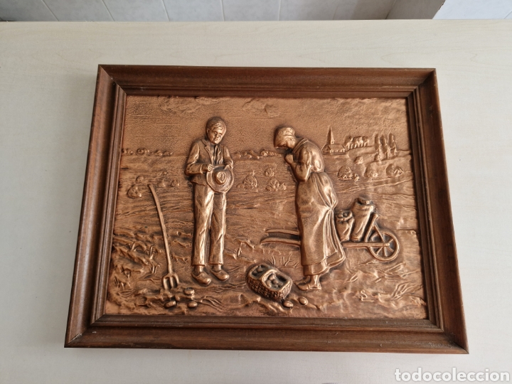 Otros objetos de arte: CUADRO FRANC&Eacute;S ANTIGUA EN COBRE REPUJADO - Foto 1