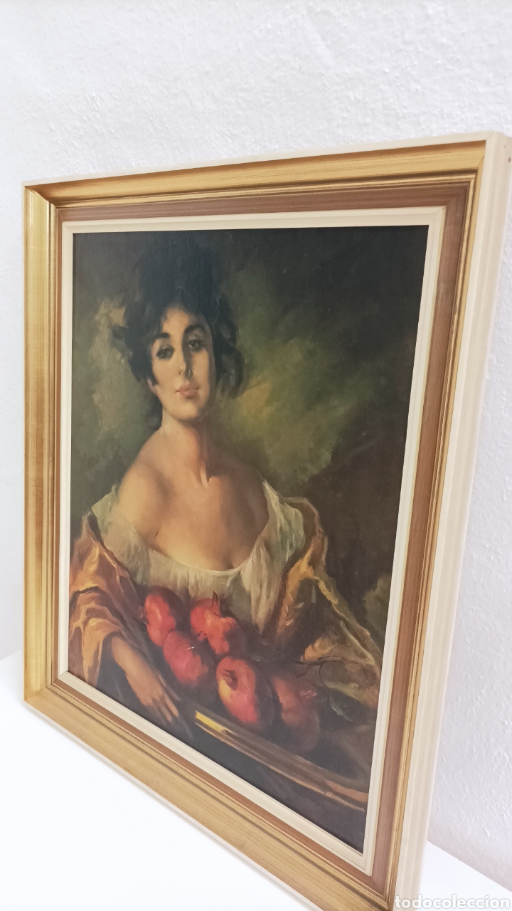 Otros objetos de arte: Cuadro Litograf&iacute;a Mujer de &eacute;poca papel sobre tabla - Foto 4