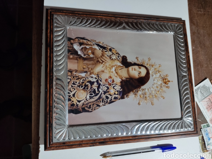 Otros objetos de arte: Cuadro marco plateado imagen virgen - Foto 1