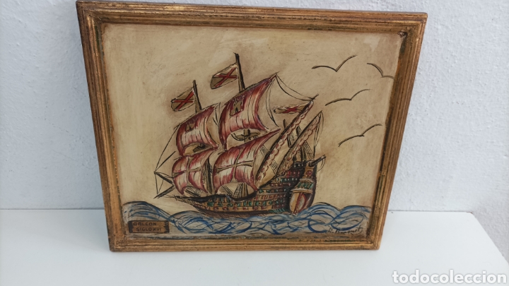 Otros objetos de arte: Cuadro Barco Gale&oacute;n S.XVII sobre Madera en relive - Foto 4