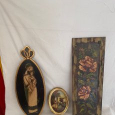 Varios objetos de Arte: LOTE DE 3 CUADROS ANTIGUOS,UNO OLEO SOBRE TABLA. Lote 361570115