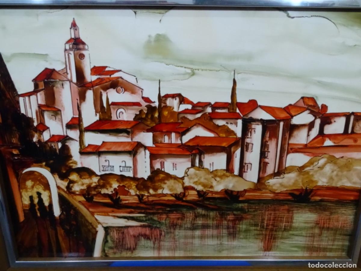 Otros objetos de arte: GRAN ESMALTE DE VALENT&Iacute;N NECTOR SALADRINAS. VANESSA. CADAQUES. - Foto 2