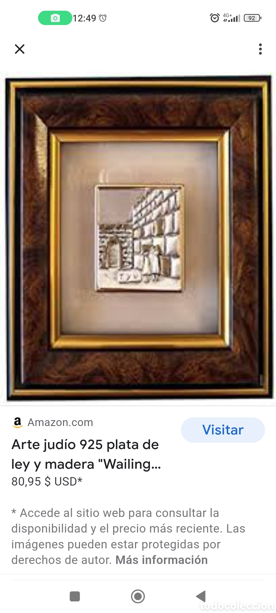 Otros objetos de arte: Imagen arte de Jerusal&eacute;n hecha de plata - Foto 2
