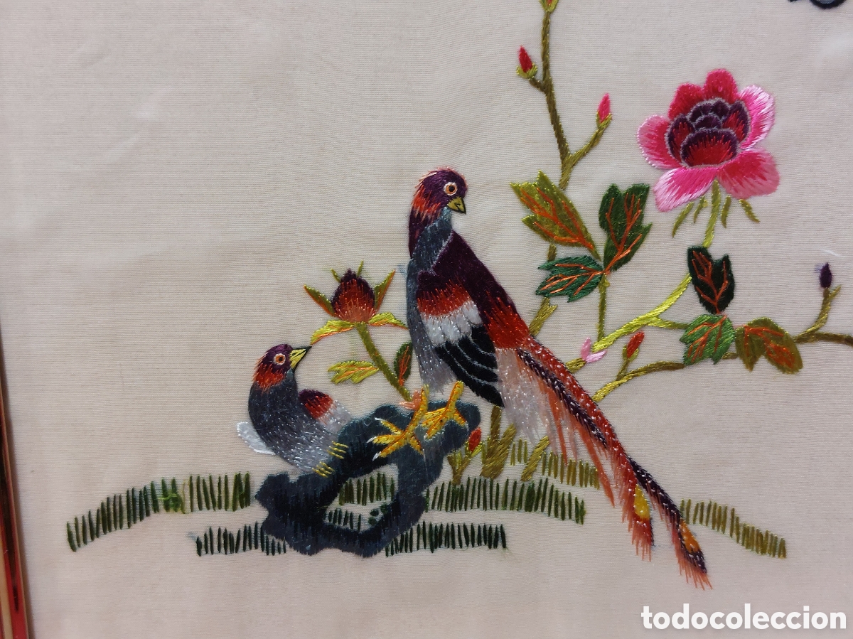 Otros objetos de arte: SEDA BORDADA CHINA ENMARCADA - Foto 3