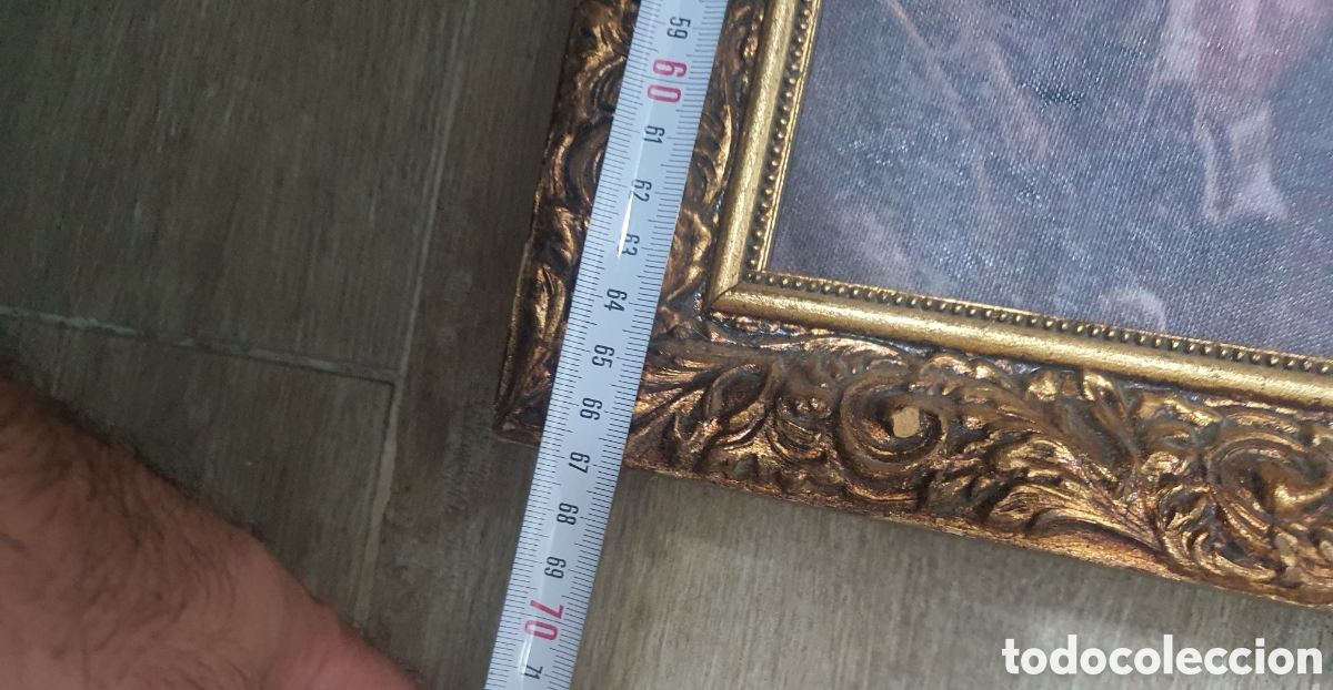 Otros objetos de arte: Marco de madera tallada con impresi&oacute;n de &aacute;ngeles - Foto 6