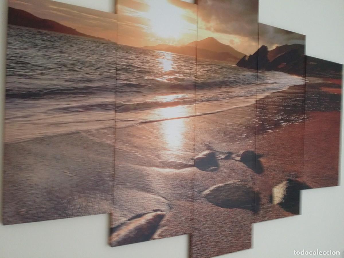 Otros objetos de arte: Mural con 5 paneles, puesta de sol, NUEVOS - Foto 2