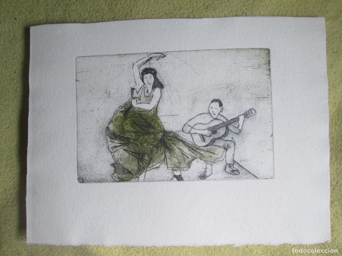 Otros objetos de arte: FLAMENCO VERDE - GRABADO - Foto 1