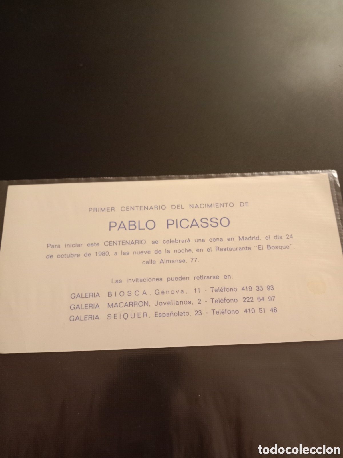 Otros objetos de arte: Primer centenario del nacimiento de Pablo Picasso - Foto 1