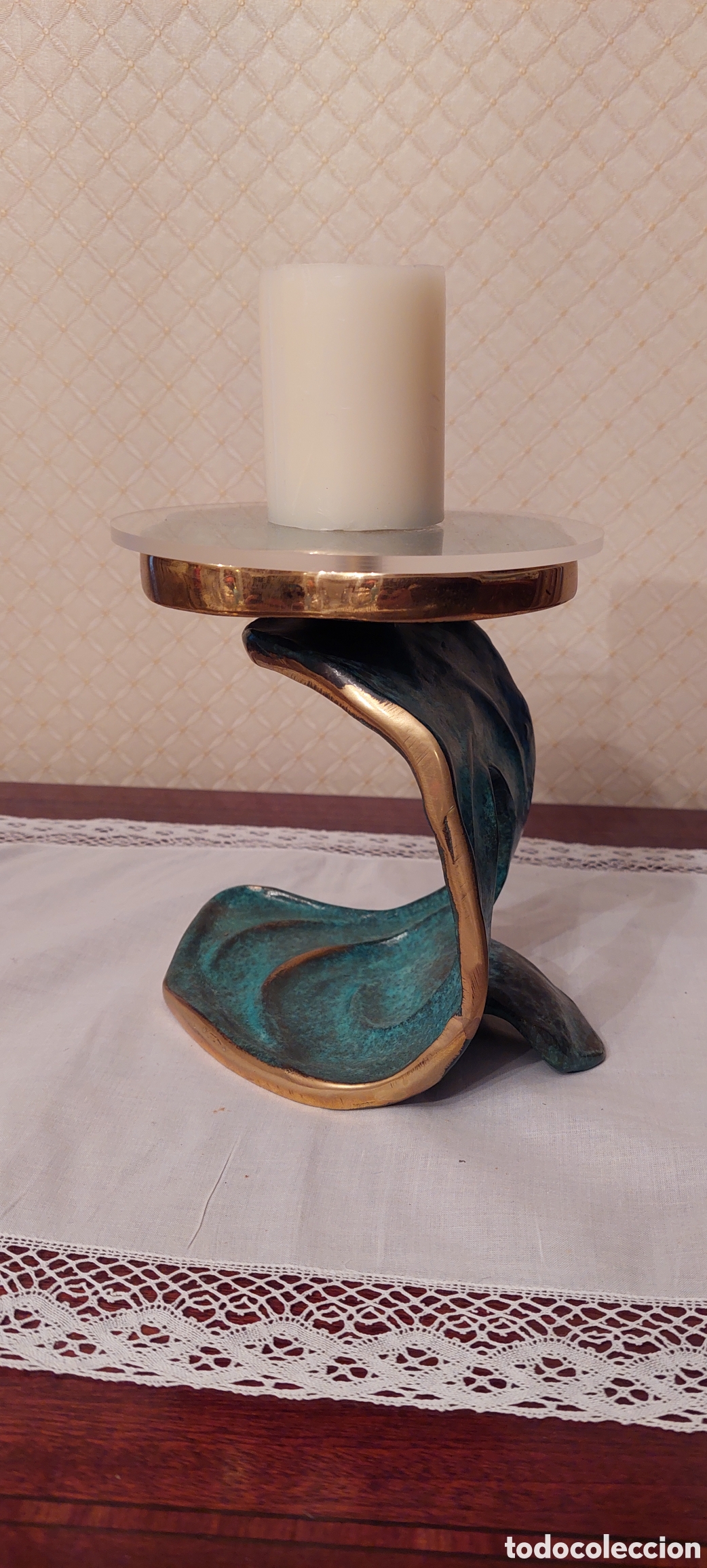Otros objetos de arte: Caddelabro de bronce, 20 cm - Foto 3
