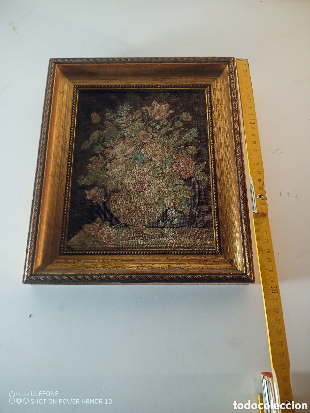 Otros objetos de arte: Antiguo tapiz enmarcado - Foto 4