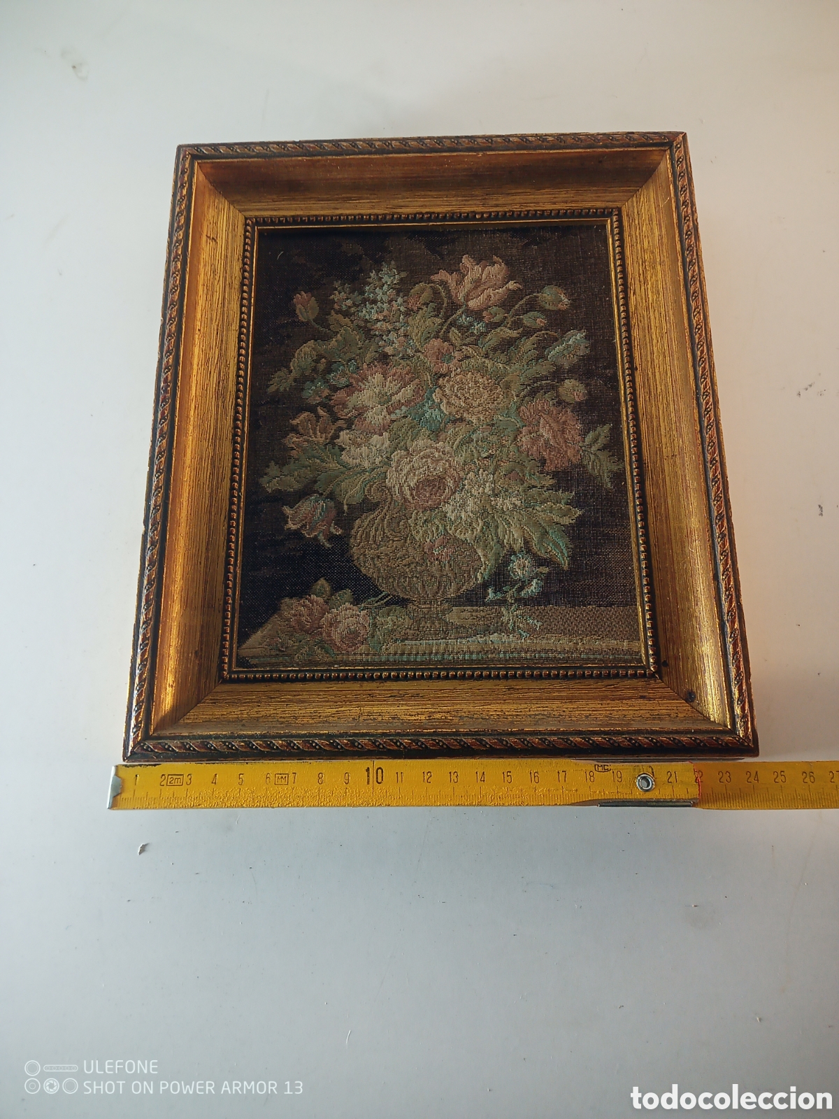 Otros objetos de arte: Antiguo tapiz enmarcado - Foto 5