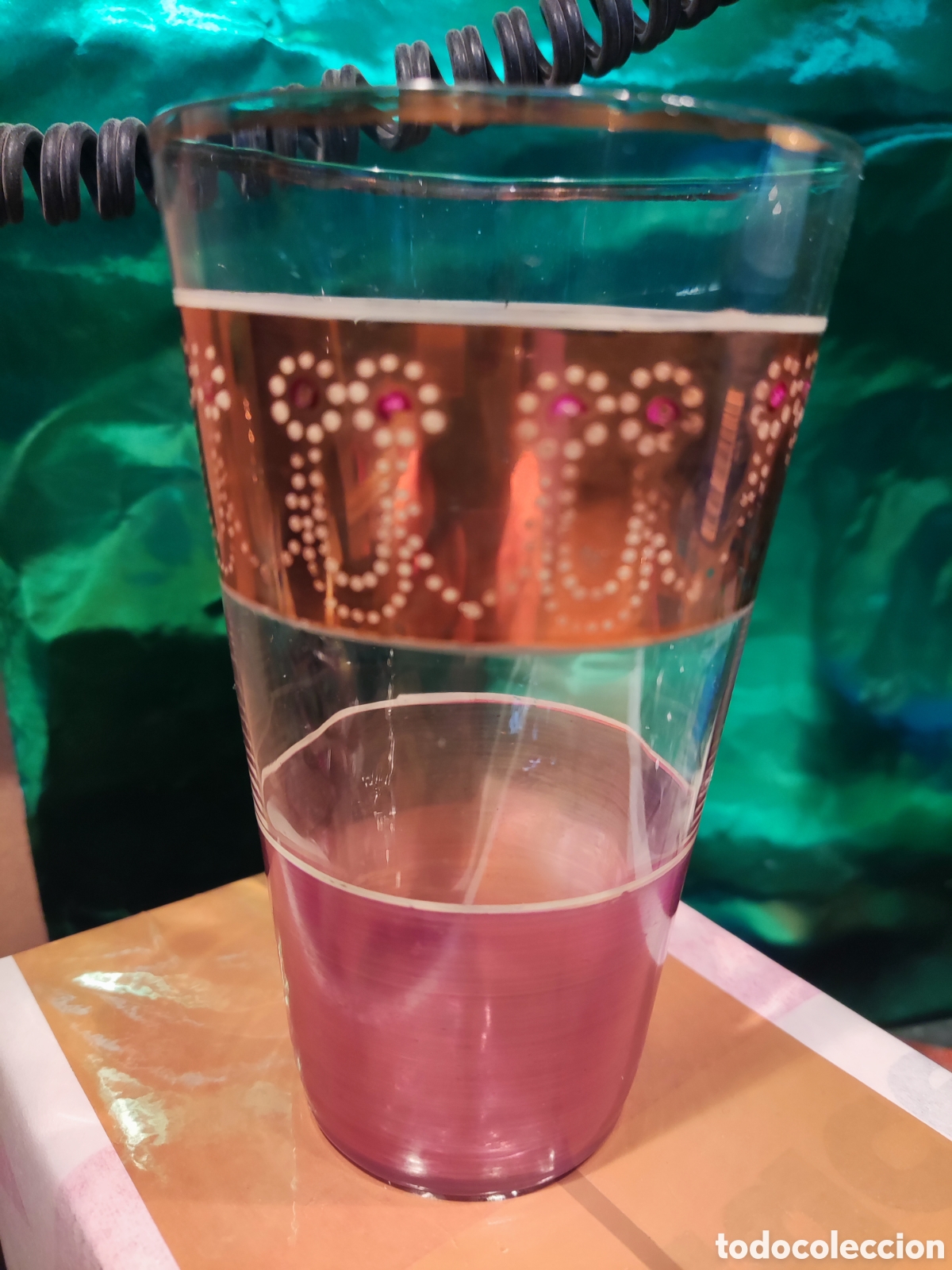 Otros objetos de arte: Antiguo vaso al esmalte pintado, deco - Foto 1
