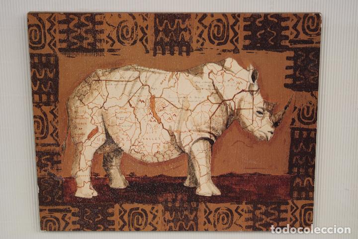 Otros objetos de arte: cuadro rinoceronte lamina sobre madera - Foto 4