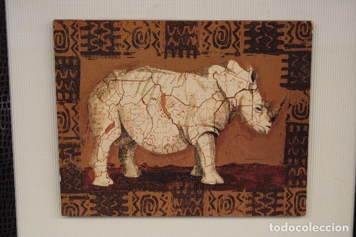 Otros objetos de arte: cuadro rinoceronte lamina sobre madera - Foto 5