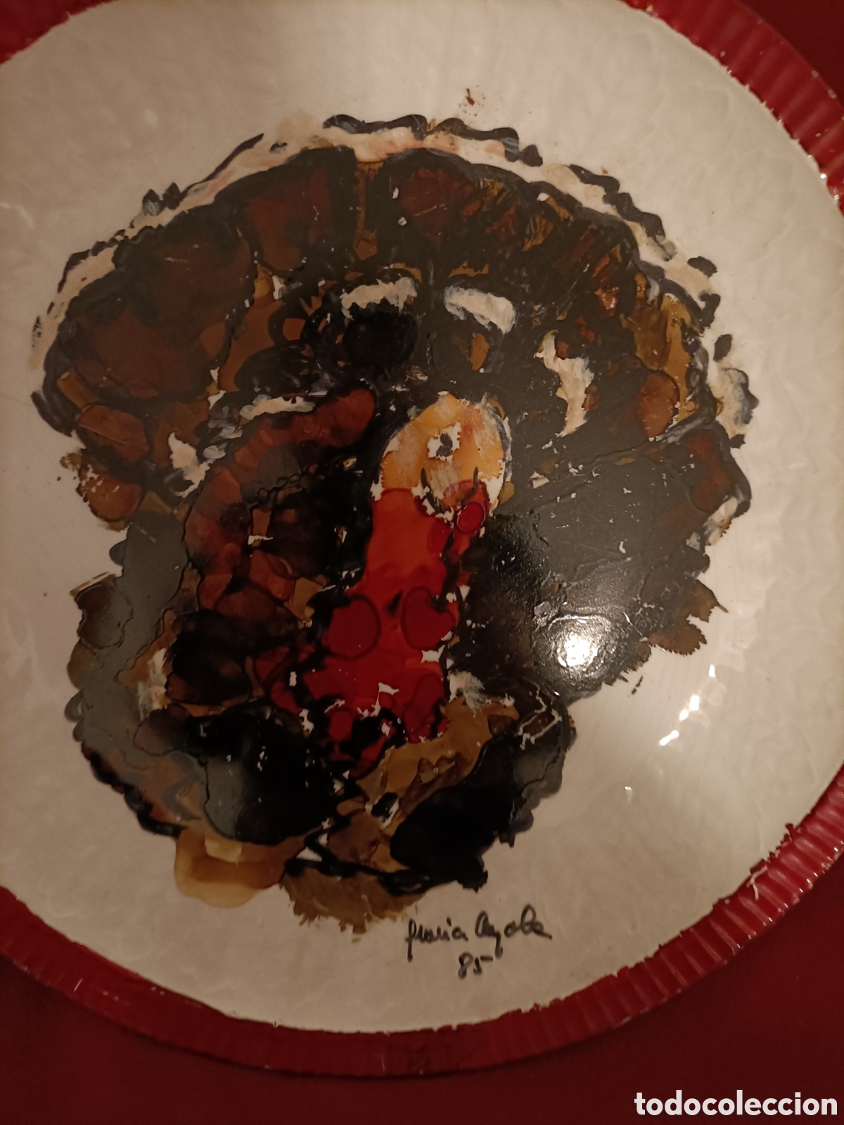 Otros objetos de arte: Mar&iacute;a Ayala. Pintura en plato. - Foto 2