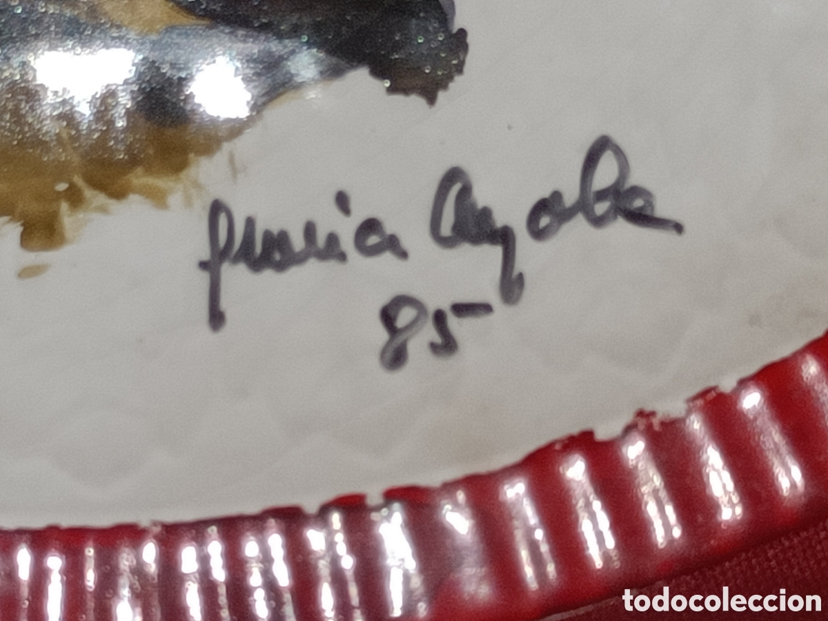 Otros objetos de arte: Mar&iacute;a Ayala. Pintura en plato. - Foto 3