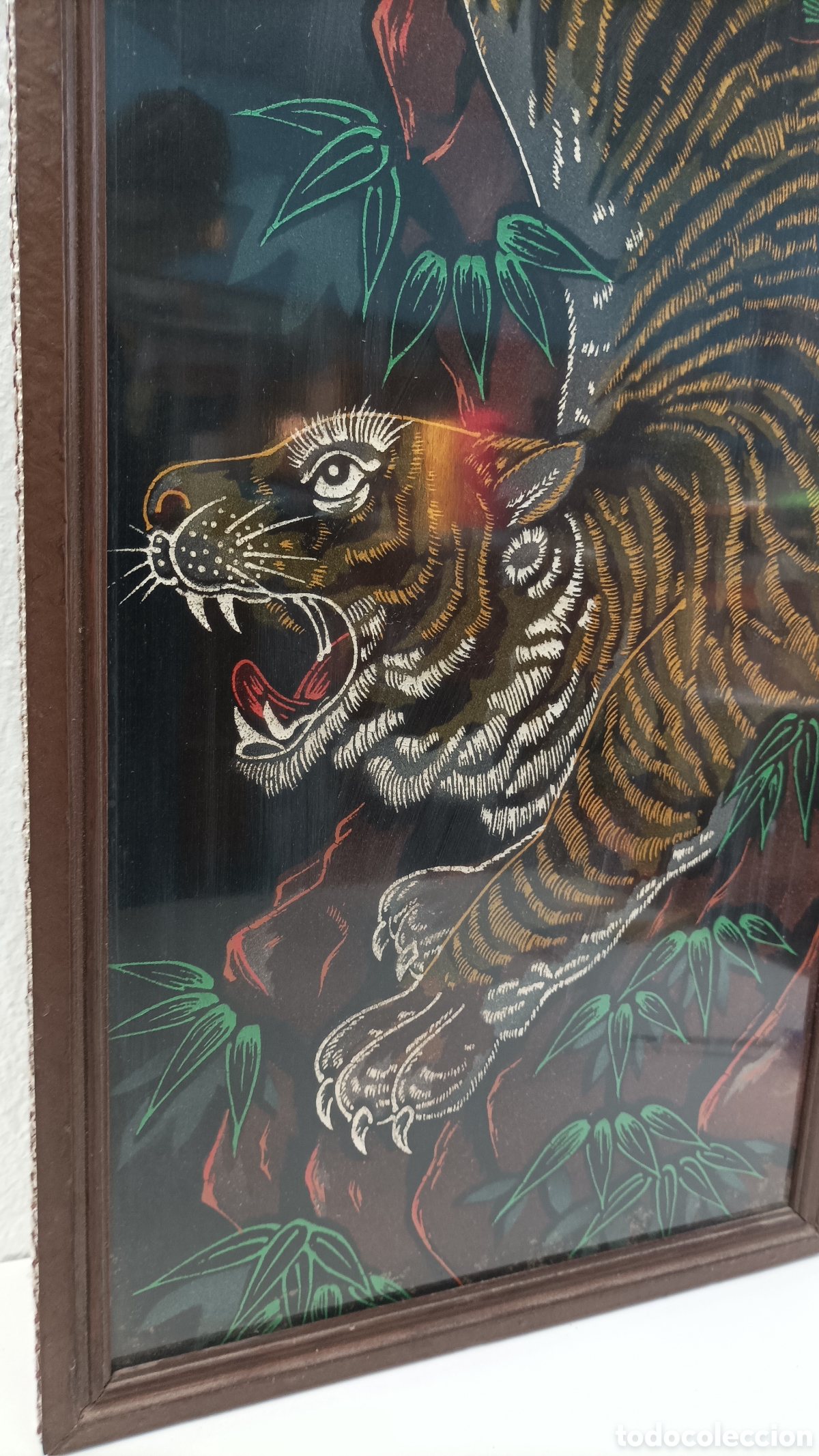 Otros objetos de arte: Cuadro de tela pintada antigua - Foto 2