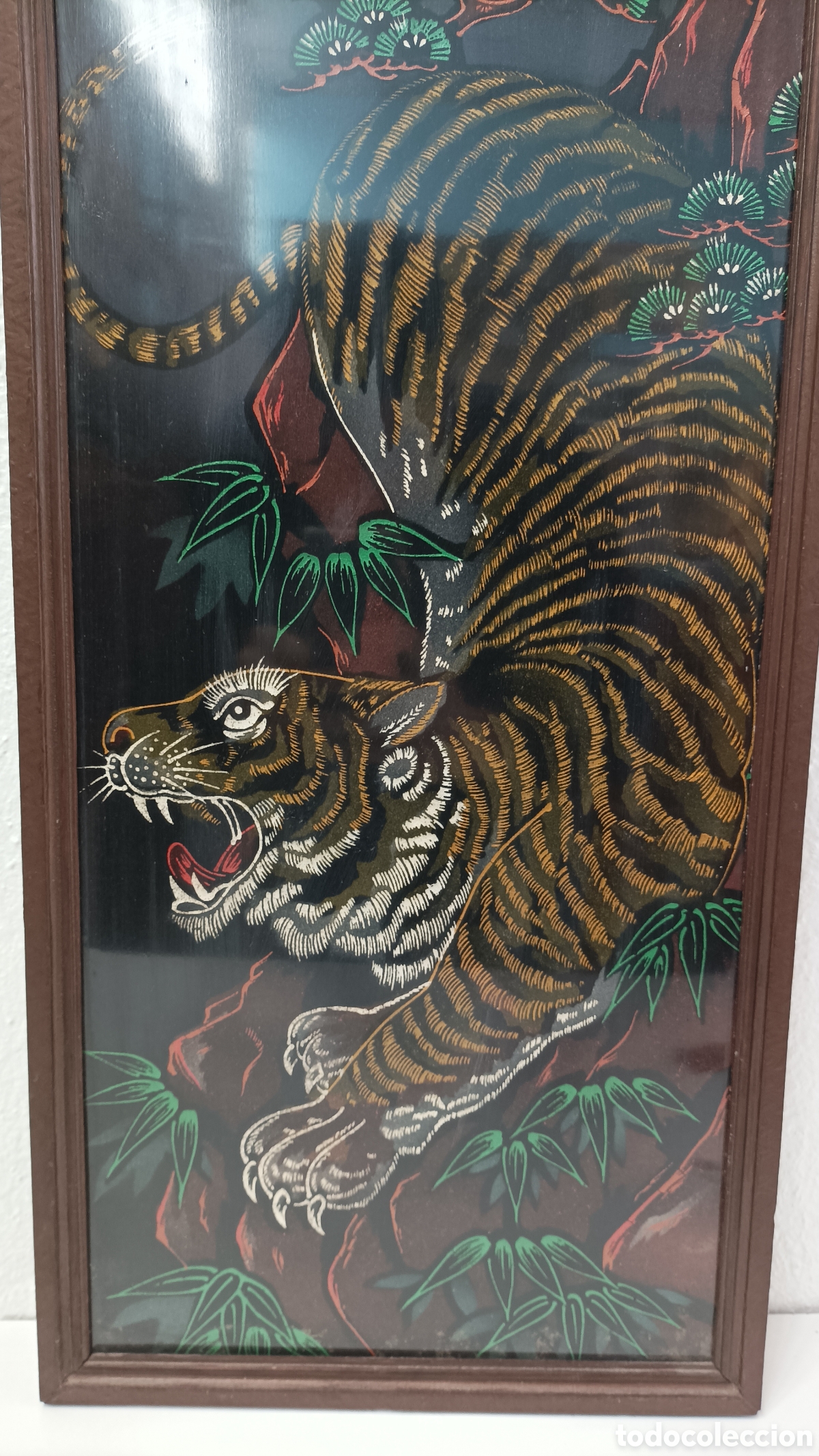 Otros objetos de arte: Cuadro de tela pintada antigua - Foto 3