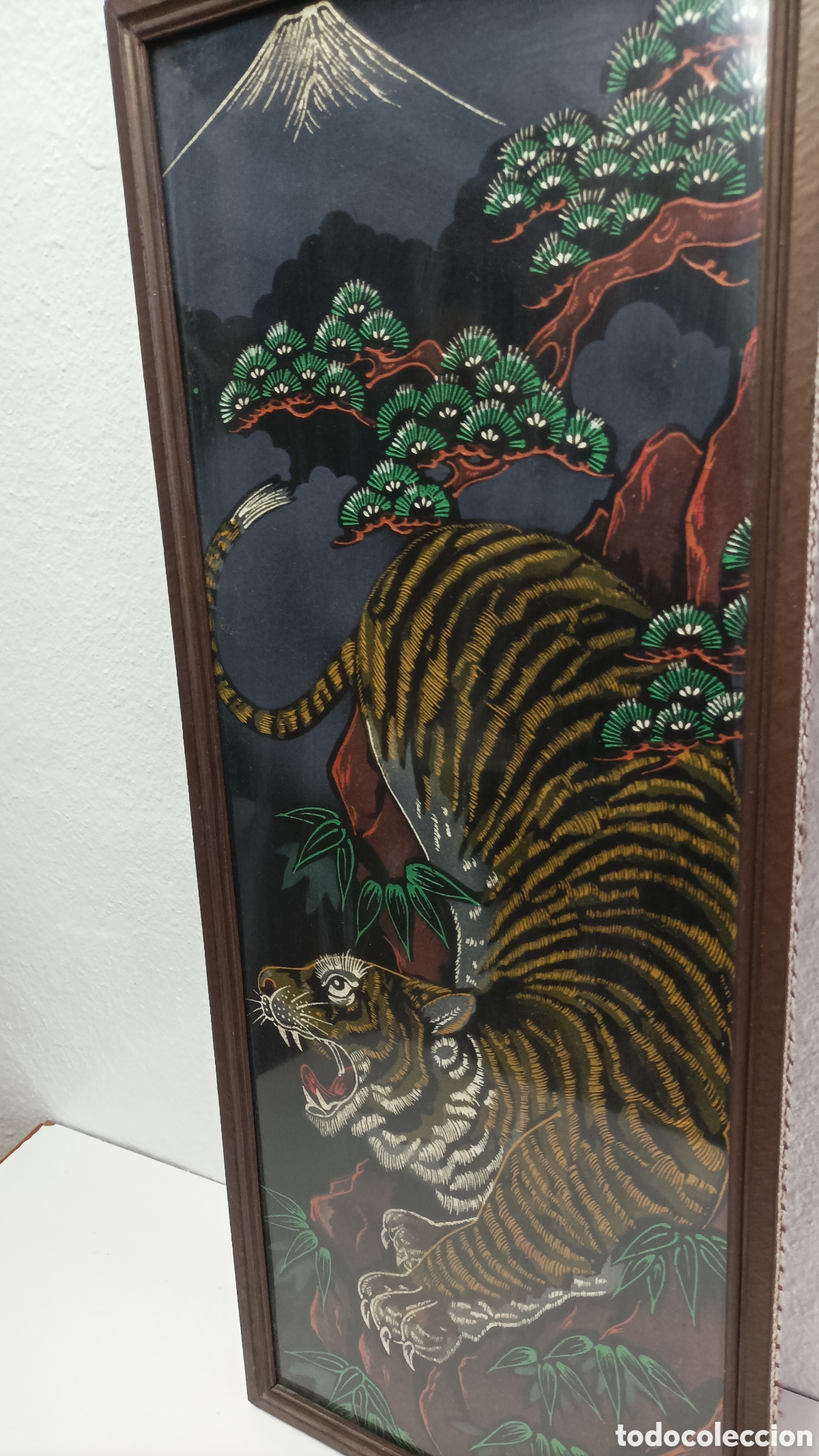 Otros objetos de arte: Cuadro de tela pintada antigua - Foto 5