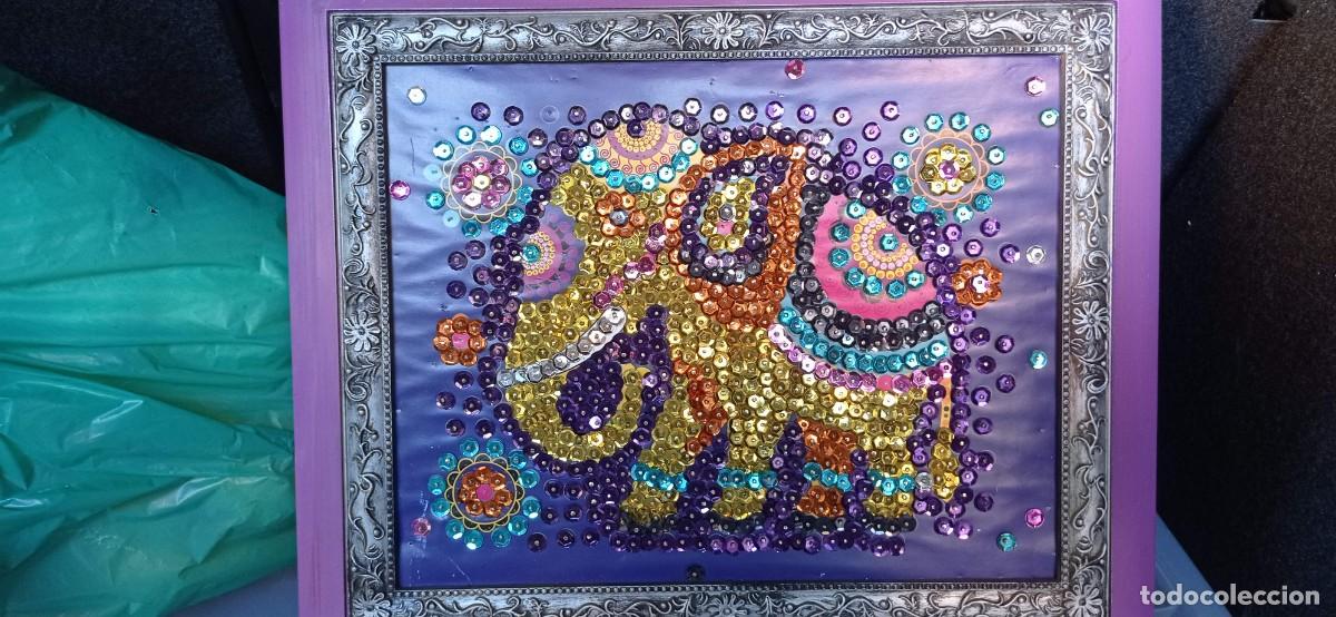 Otros objetos de arte: CUADRO ELEFANTE DE LENTEJUELAS - Foto 2