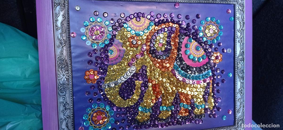 Otros objetos de arte: CUADRO ELEFANTE DE LENTEJUELAS - Foto 3