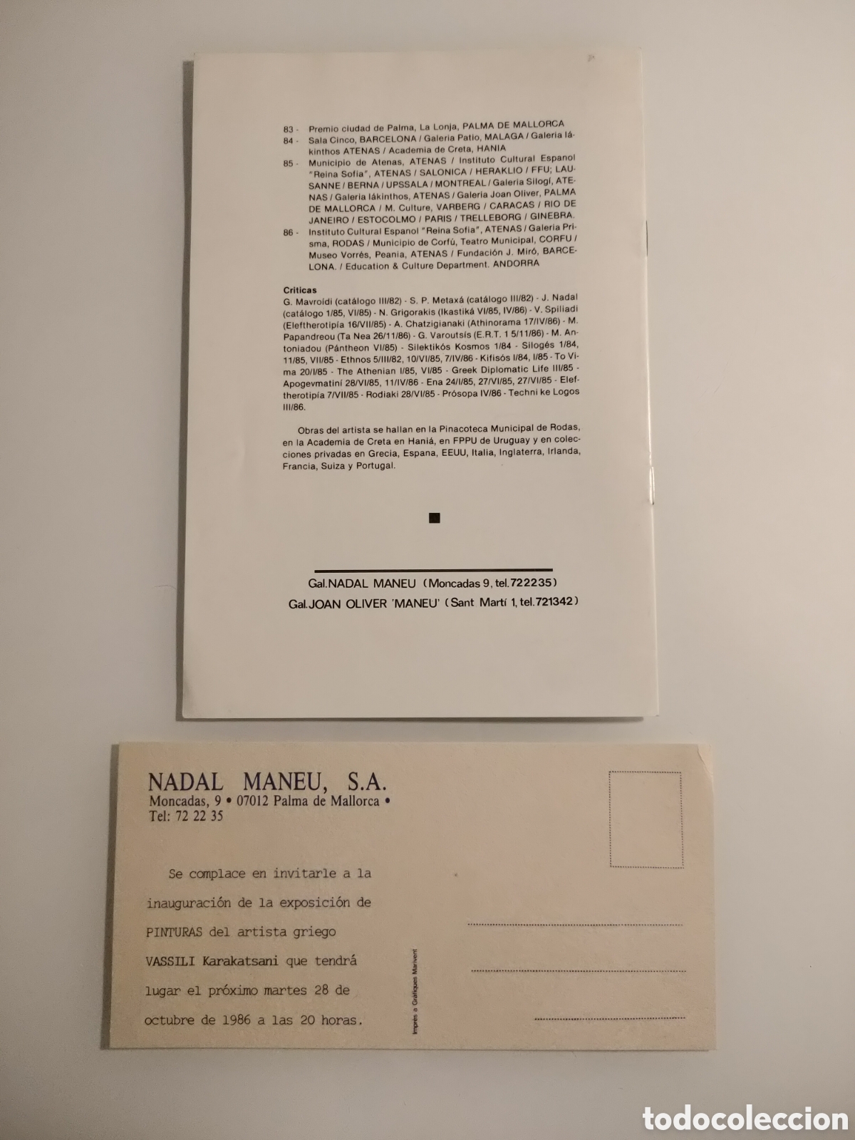 Otros objetos de arte: Invitaci&oacute;n Vassili Karakatsani. - Foto 2