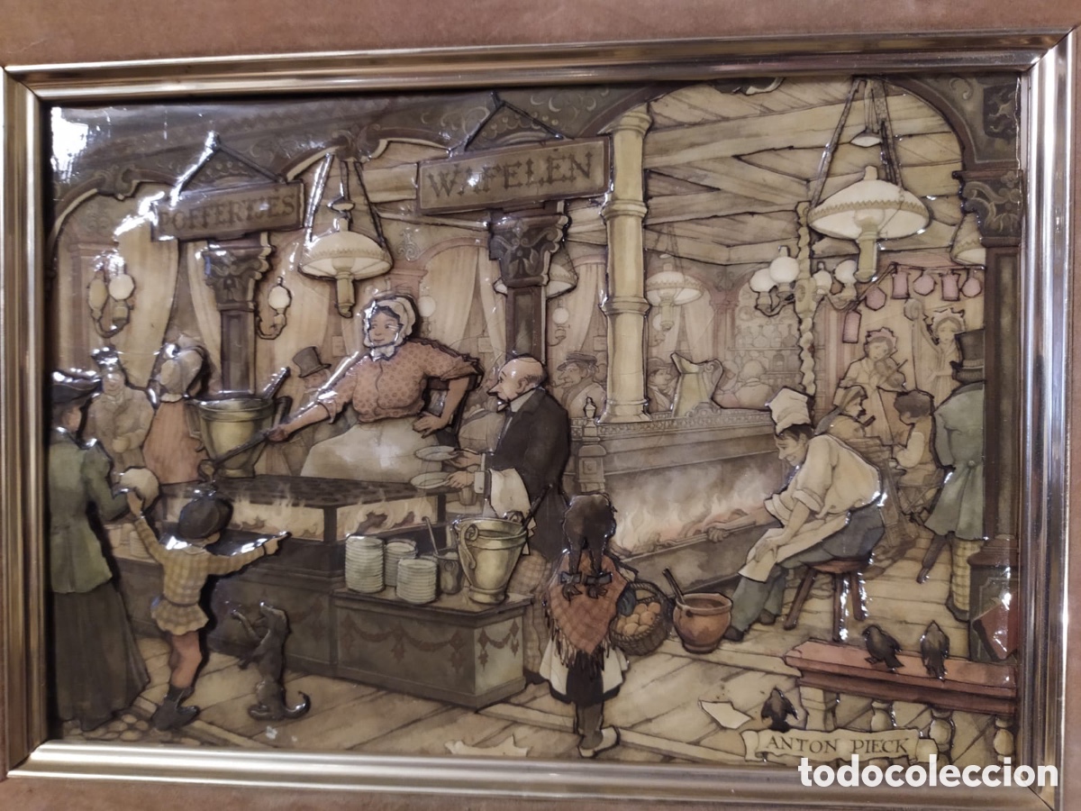 Otros objetos de arte: Cuadro 3D &rdquo;Mercado&rdquo; de Anton Pieck - Foto 2