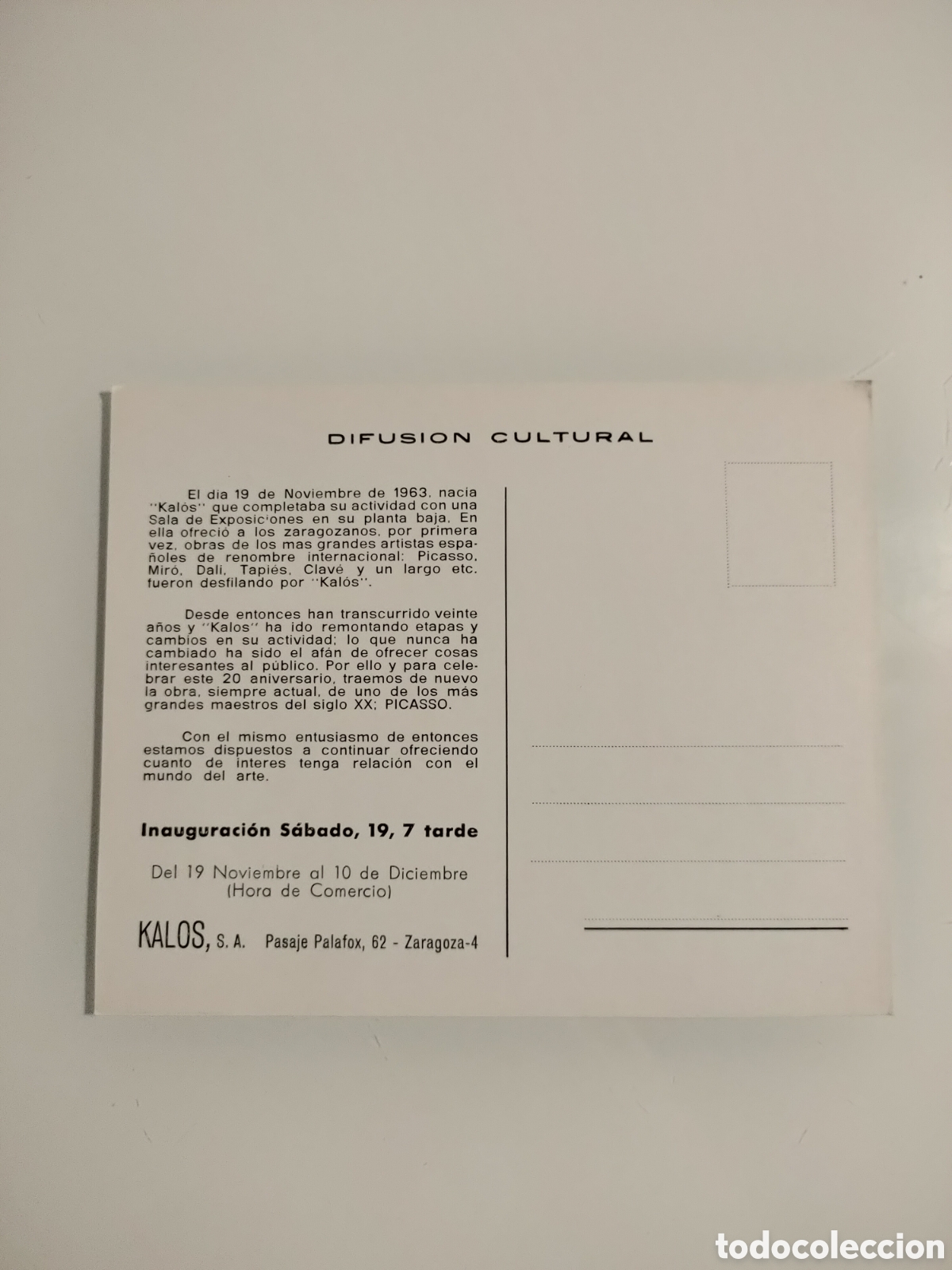 Otros objetos de arte: Tarjeta inauguraci&oacute;n Picasso - Foto 2