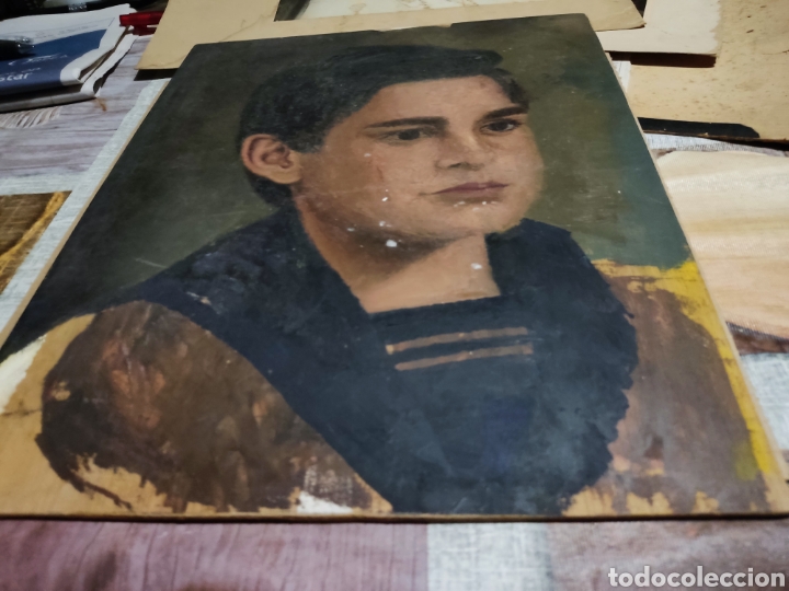 Otros objetos de arte: Dibujo sobre chapa de madera ni&ntilde;o - Foto 3