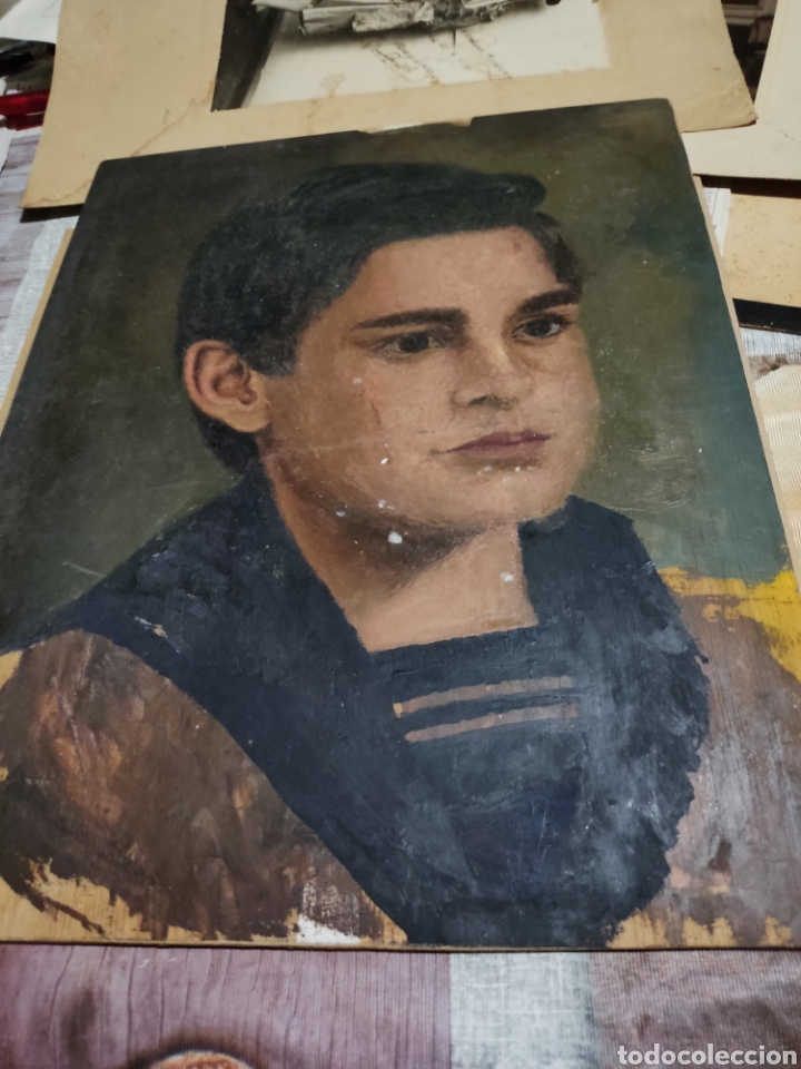 Otros objetos de arte: Dibujo sobre chapa de madera ni&ntilde;o - Foto 1