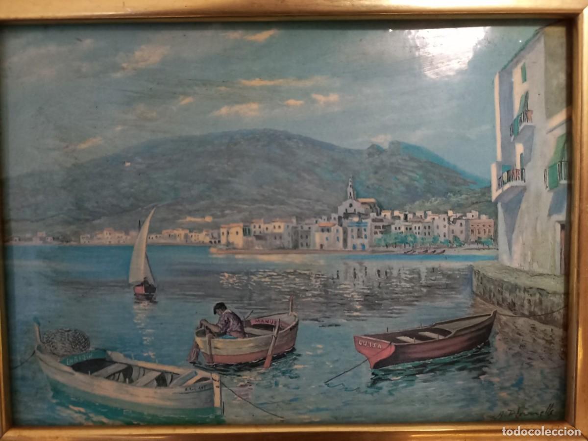 Otros objetos de arte: CUADRO DE ESMALTE , CADAQUES , A. PLANELLS Mide: 34 cm. x 28 cm. - Foto 1