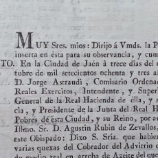 Otros Objetos de Arte: REAL HOSPICIO DE POBRES.-JORGE ASTRAUDI.-AGUSTIN RUBIN DE ZEVALLOS.-IMPRESO S. XVIII.-JAEN.-AÑO 1783