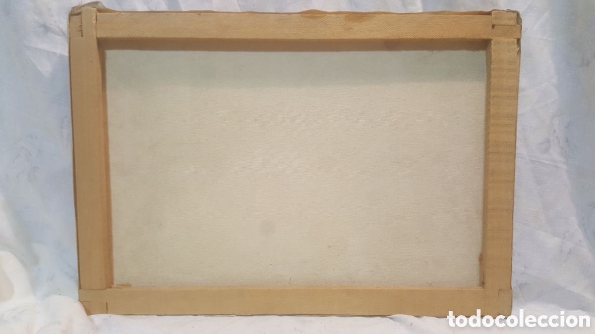Otros objetos de arte: ANTIGUA IMPRESION EN LIENZO DE BODEG&Oacute;N 50X34,5 CM - Foto 3