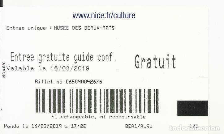 Otros objetos de arte: Entrada Mus&eacute;es de Nice. 2019. Francia. 5x8 cm. - Foto 2