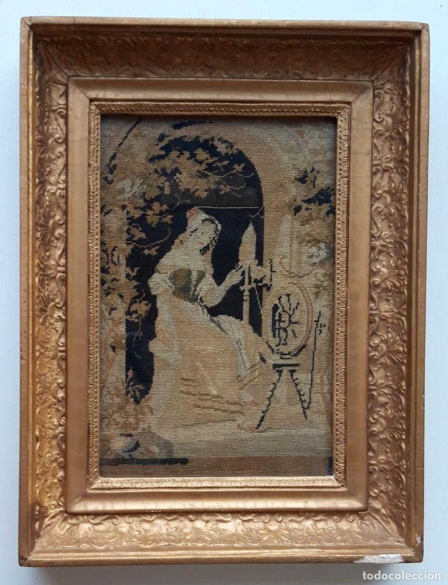 Otros objetos de arte: La Bella Durmiente con Rueca, Patchwork siglo XIX - Foto 1