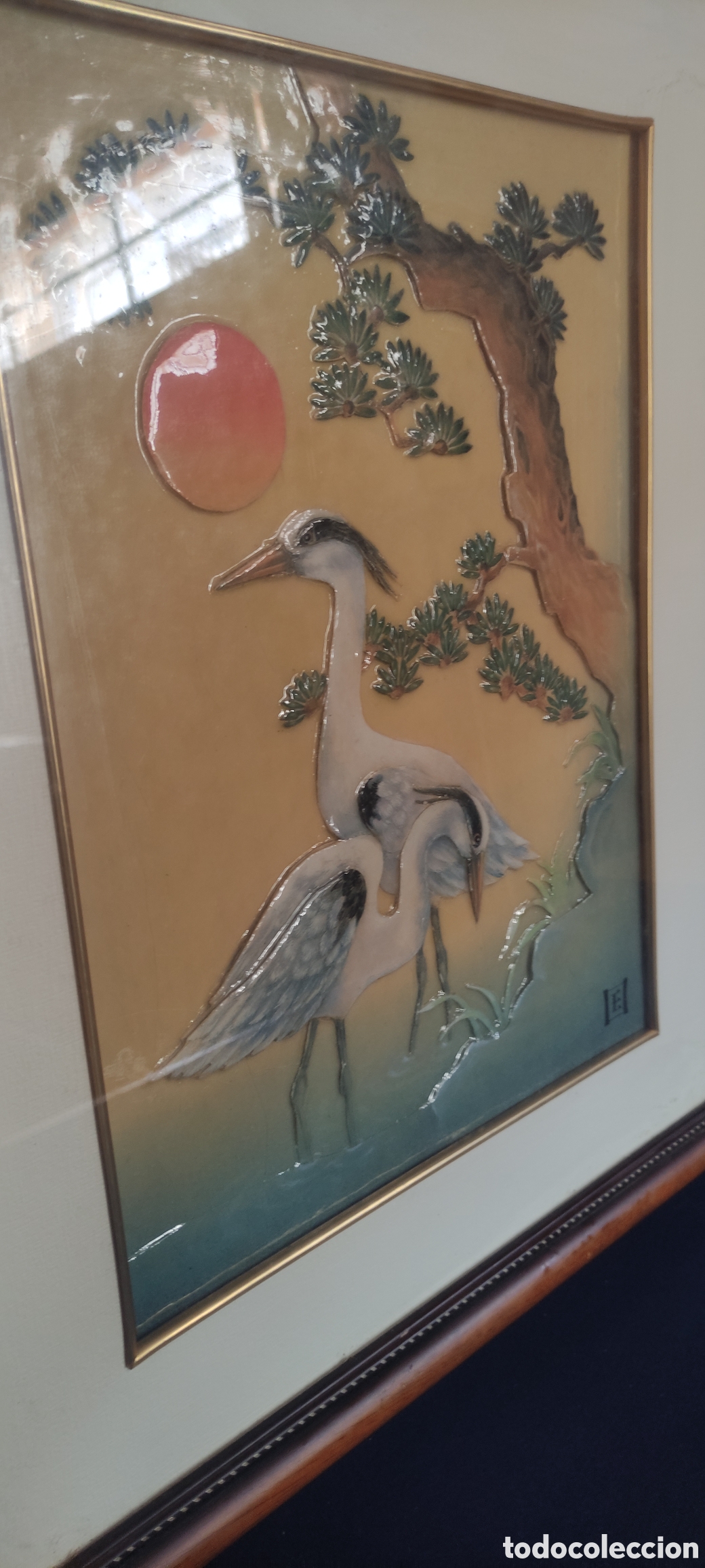 Otros objetos de arte: CUADRO DE AVES EN ESMALTE - Foto 3