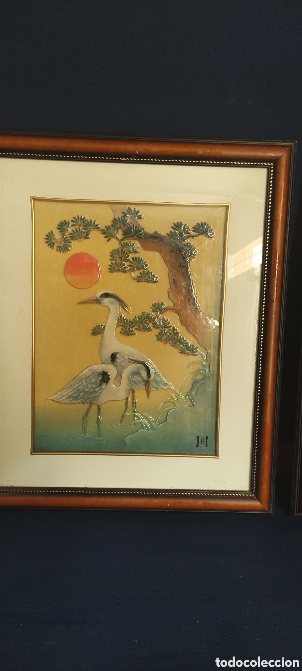 Otros objetos de arte: CUADRO DE AVES EN ESMALTE - Foto 6