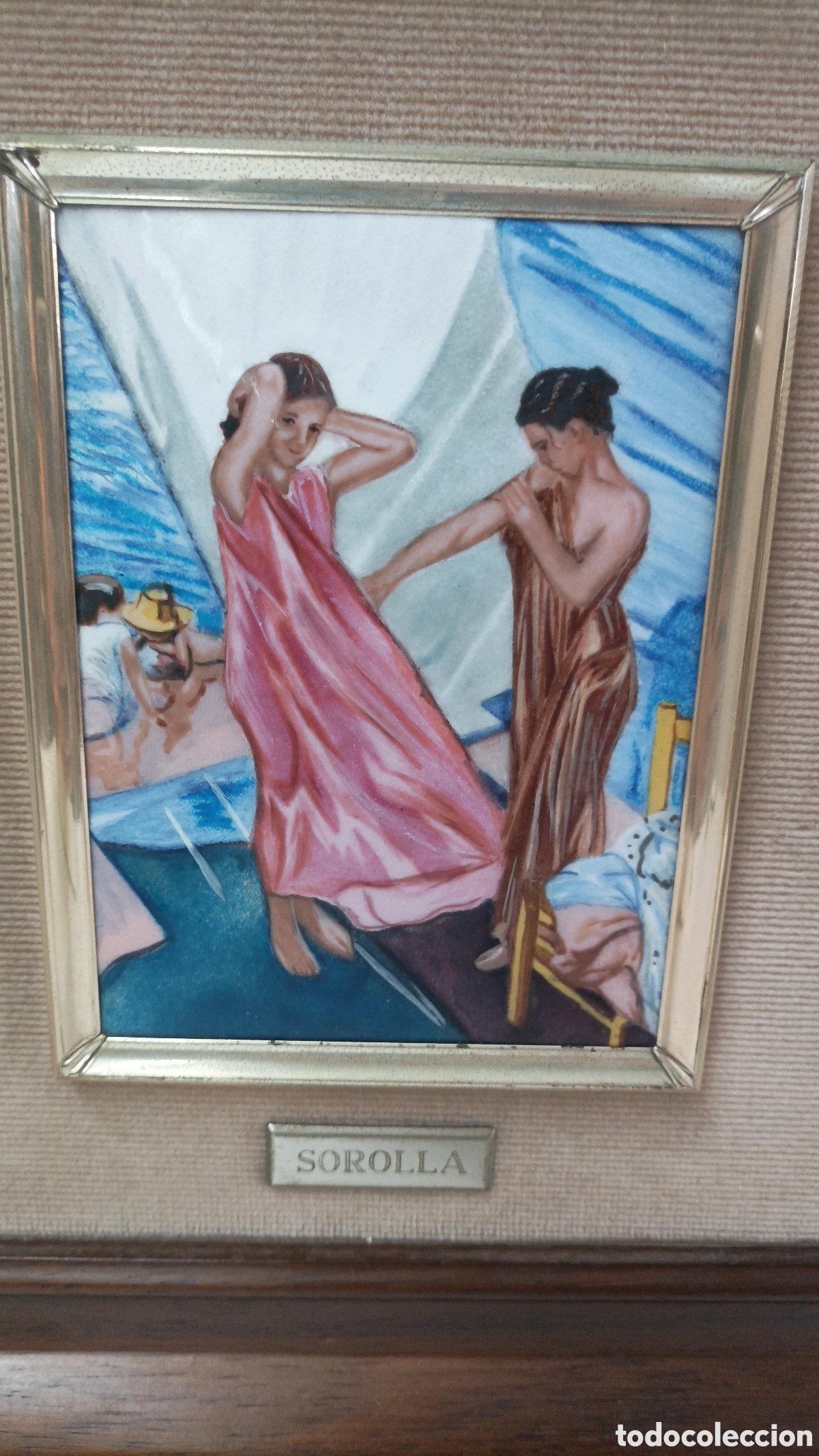Otros objetos de arte: Cuadro sorolla esmaltado Mujer desnudandose - Foto 2