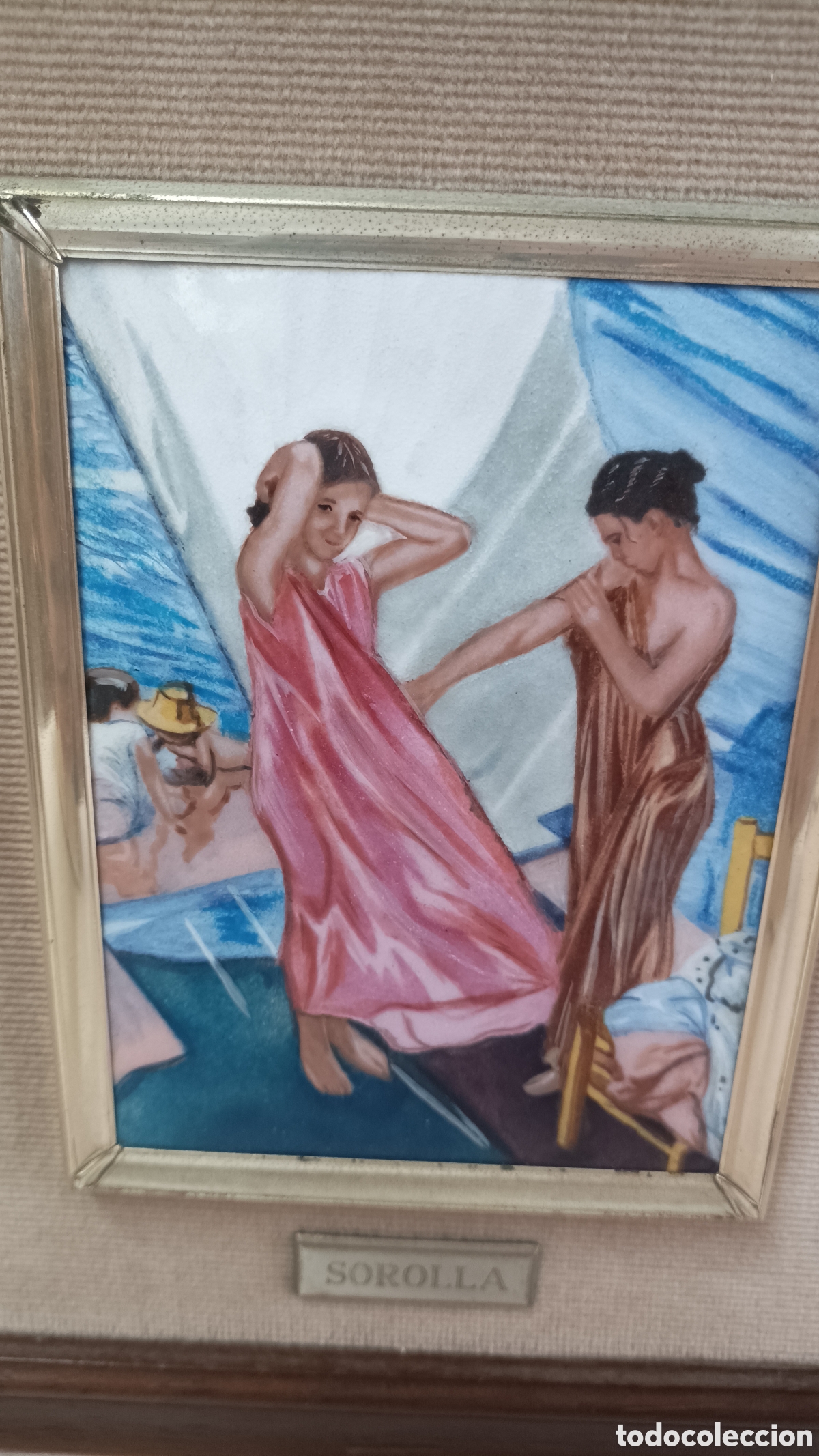 Otros objetos de arte: Cuadro sorolla esmaltado Mujer desnudandose - Foto 5