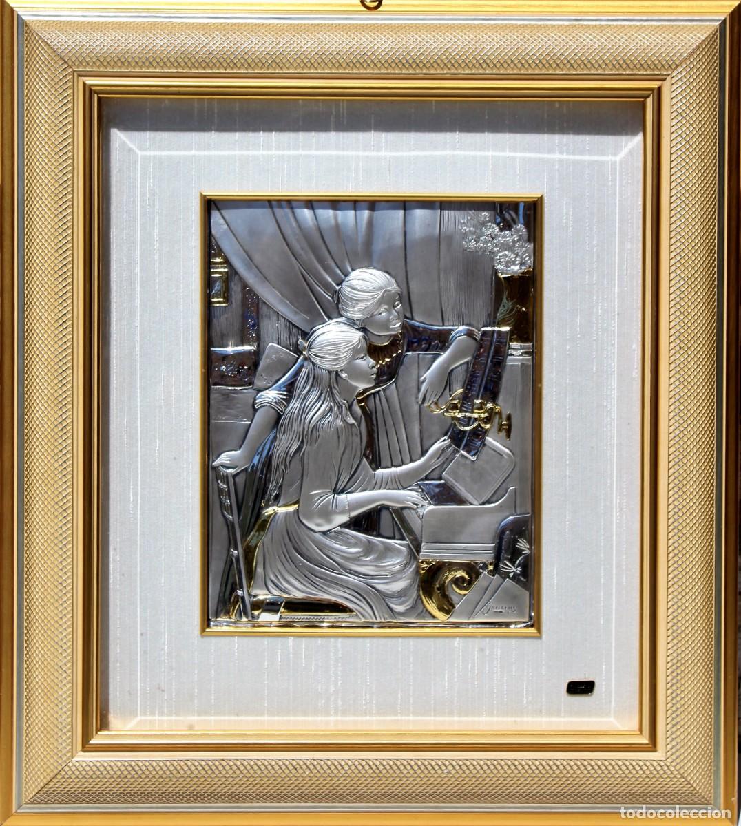 Otros objetos de arte: Cuadro de Guerrini, bajorrelieve en oro y plata - Foto 1