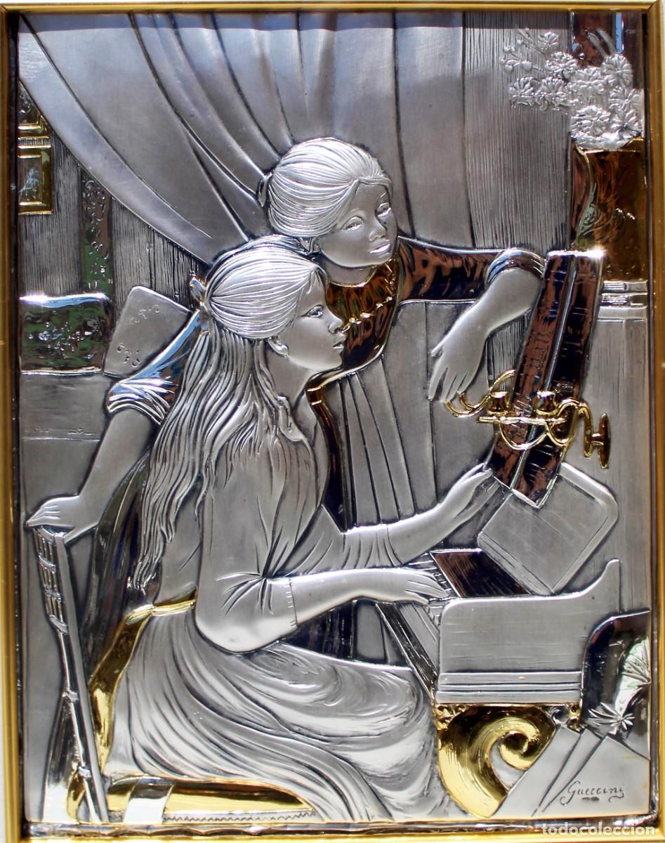 Otros objetos de arte: Cuadro de Guerrini, bajorrelieve en oro y plata - Foto 2