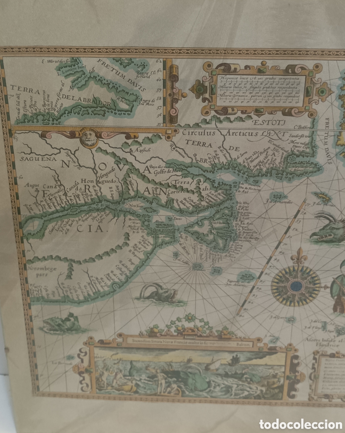 Otros objetos de arte: CUADRO O MAPA TIERRA NUEVA FRANCIA - Foto 4
