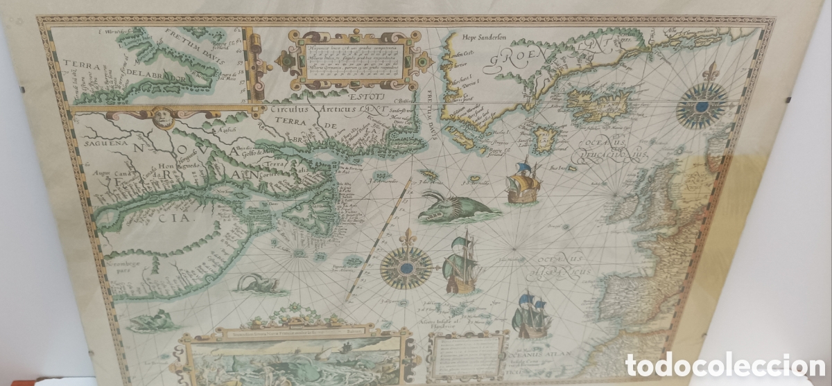 Otros objetos de arte: CUADRO O MAPA TIERRA NUEVA FRANCIA - Foto 5