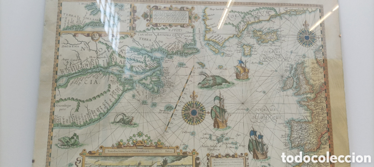 Otros objetos de arte: CUADRO O MAPA TIERRA NUEVA FRANCIA - Foto 8